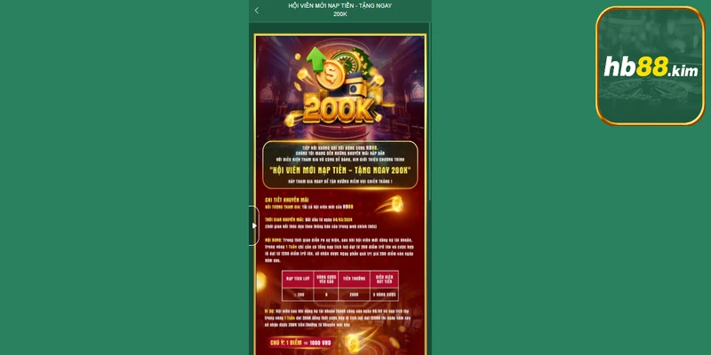 Người chơi mới sẽ có cơ hội nhận ngay 200K