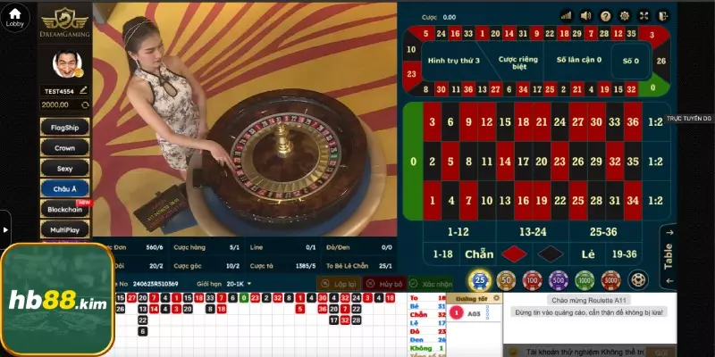Roulette là game rất được yêu thích của sảnh live casino hb88