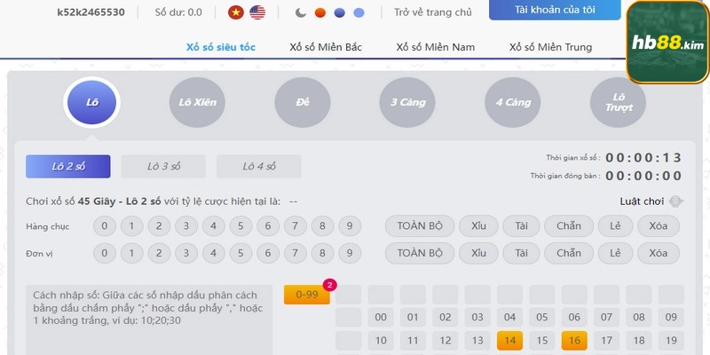 Tham gia đánh bao lô trên sảnh lô đề tại hb88